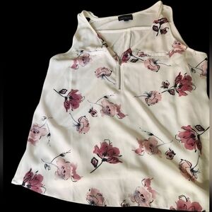 Floral Tank Top - White and Pink